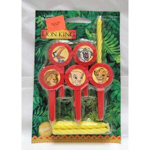 Vintage 1996 Wilton Disney Lion King Set of 5 Candle Holders Yellow Candles-NOS